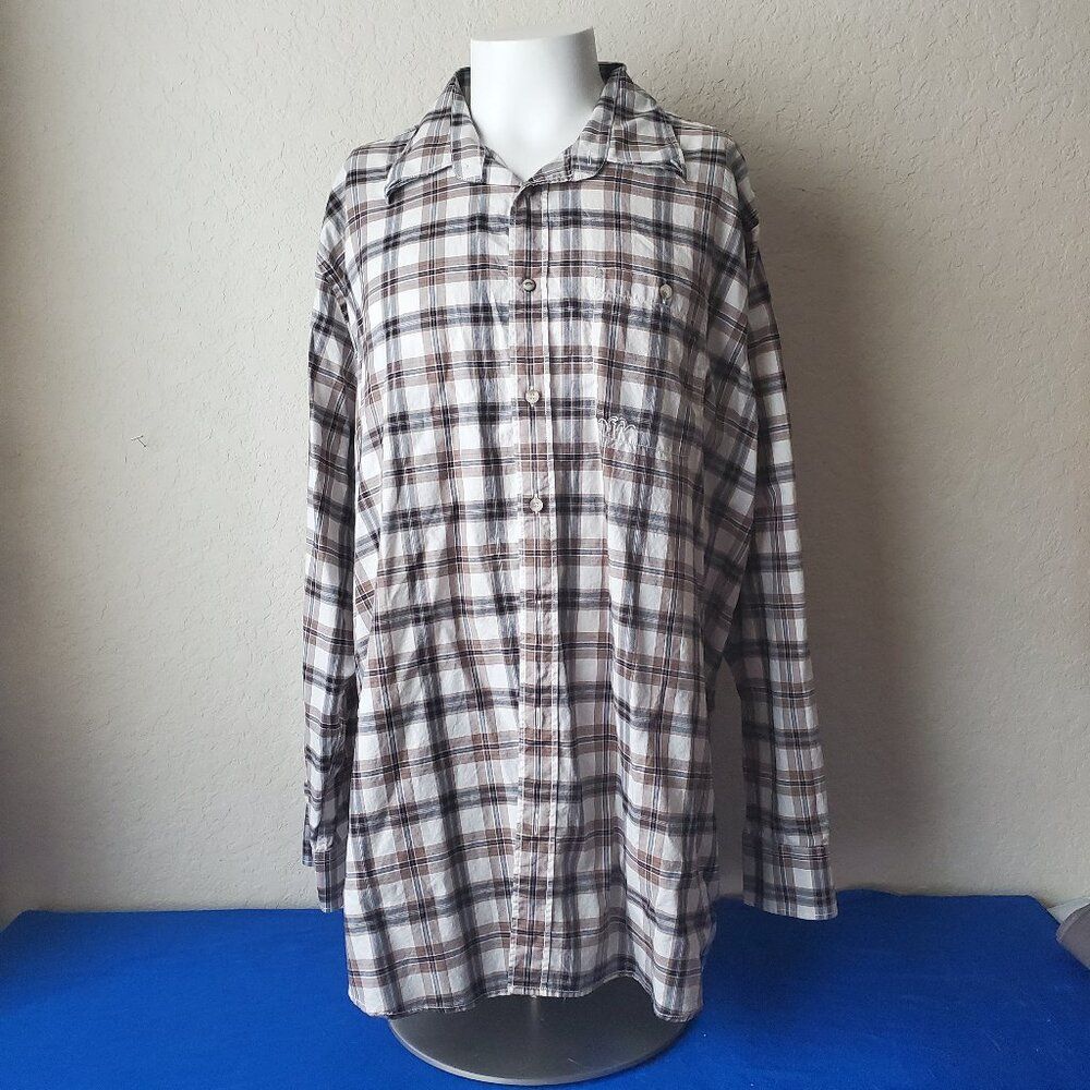 Blaser Jagdwaffen Emil Twill-Shirt Men's 3XL White Brown Plaid Button Down